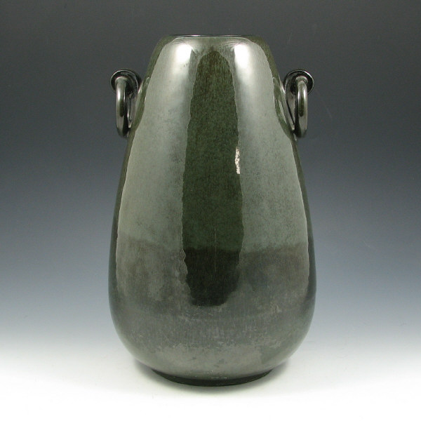 Appraisal: Fulper ring-handled vase in black gloss Marked Fulper in impressed