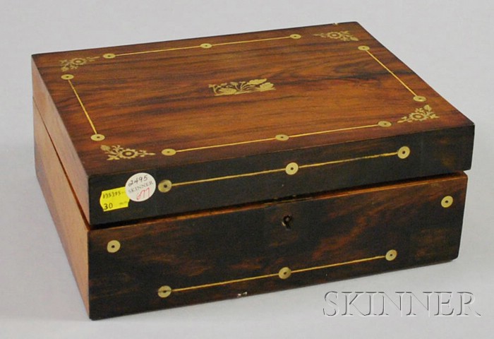 Appraisal: Mother-of-pearl Inlaid Rosewood Veneer Sewing Box