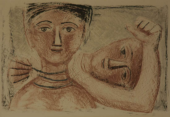 Appraisal: Massimo Campigli Italian - Two Heads Lithograph in color signed