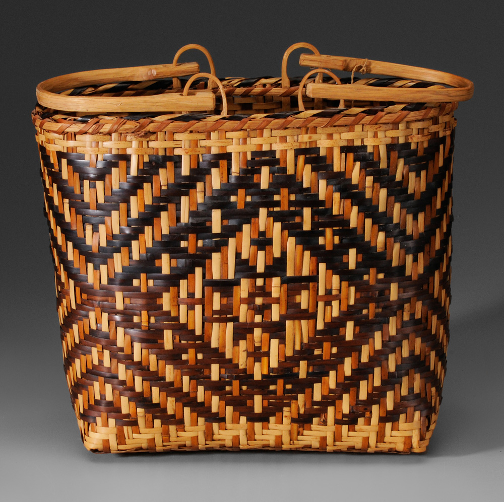 Appraisal: Cherokee River Cane Shopping Basket mid th century probably walnut