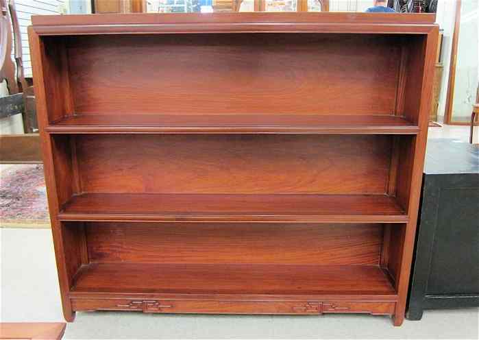 Appraisal: AN OPEN-SHELF ROSEWOOD BOOKCASE Chinese th century having three open