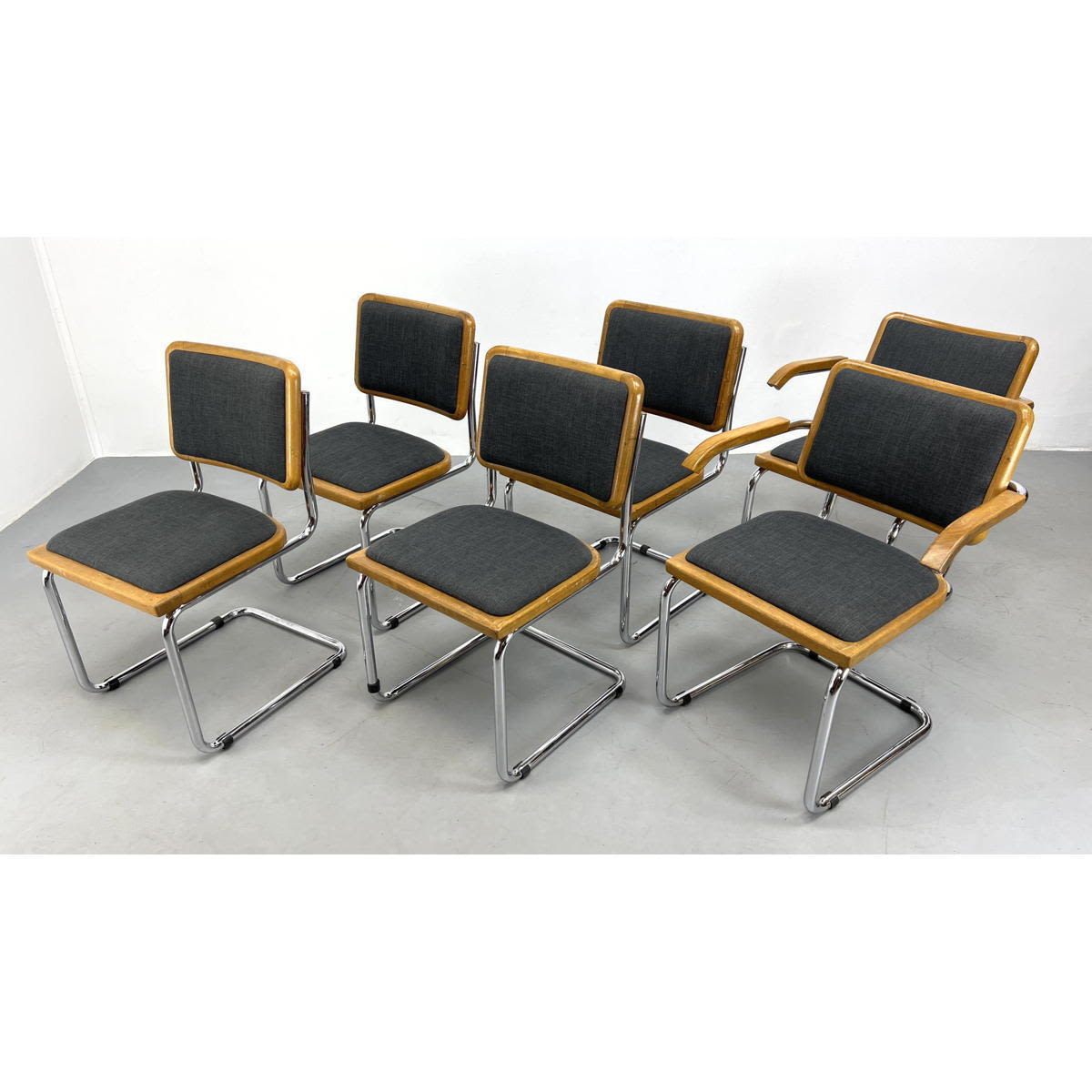 Appraisal: set Marcel Breuer Style Cesca Chairs Upholstered Dimensions H inches