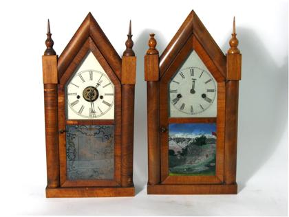 Appraisal: rosewood and mahogany shelf clocks th century Arched tops one