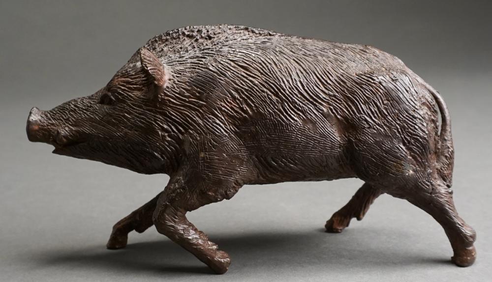 Appraisal: Modern Patinated Bronze Figure of a Wild Boar L in