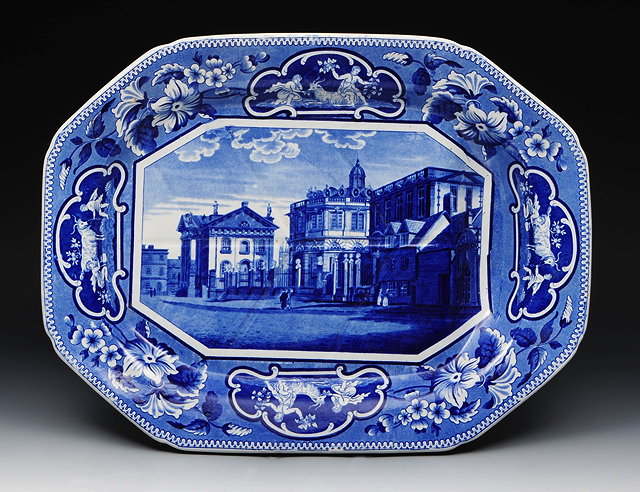 Appraisal: A BLUE AND WHITE MEAT PLATTER by John William Ridgway