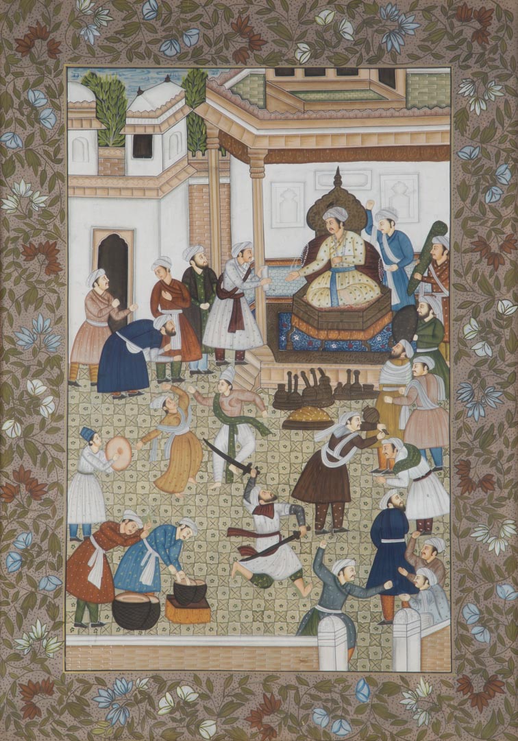 Appraisal: Mughal school peshwa late th th century elaborate gouache and