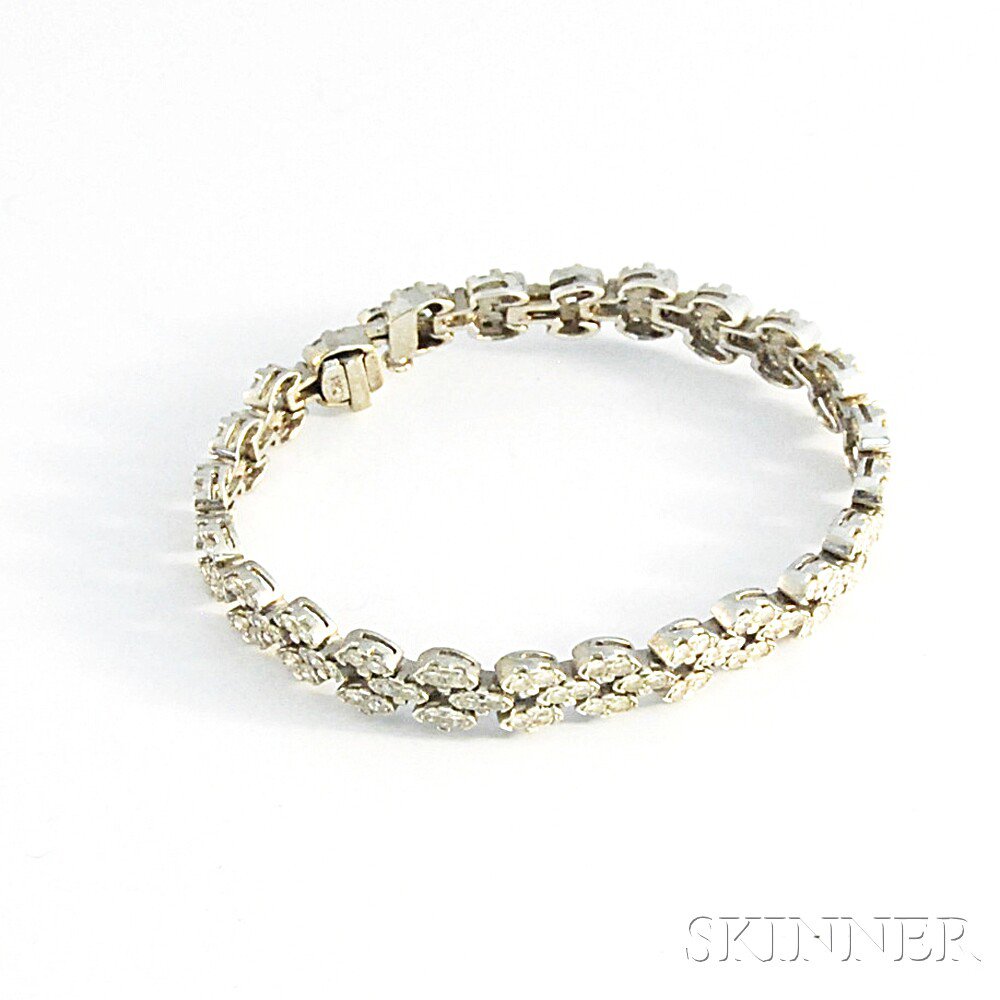 Appraisal: kt White Gold and Diamond Bracelet set with single-cut diamonds