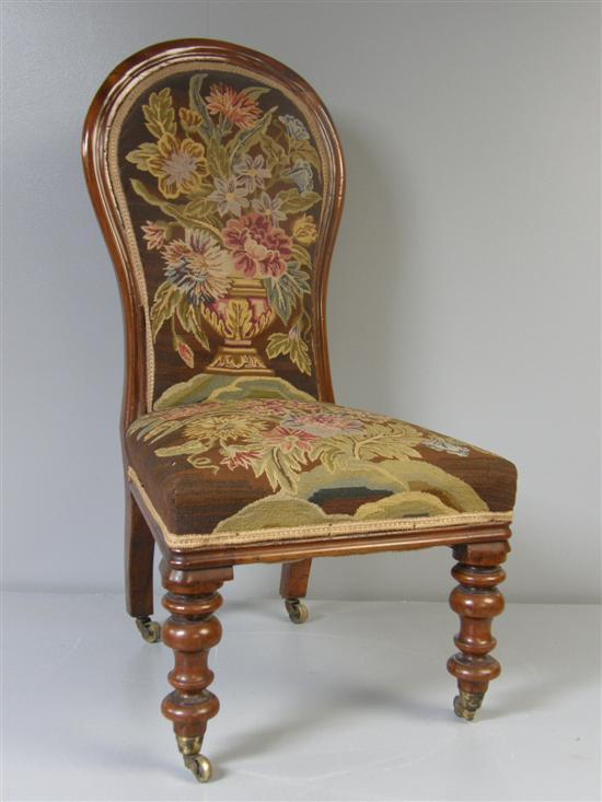 Appraisal: Victorian upholstered chair with floral tapestry seat and back on