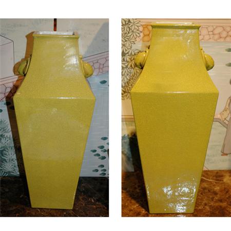 Appraisal: Pair of Chinese Yellow Glazed Porcelain Vases Estimate -