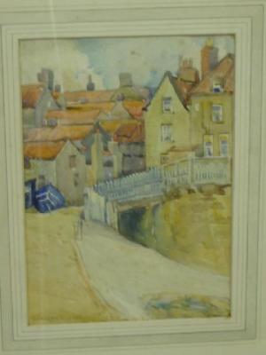 Appraisal: CAROLINE AGNES BURRAS Cottages at Staithes signed x stained frame