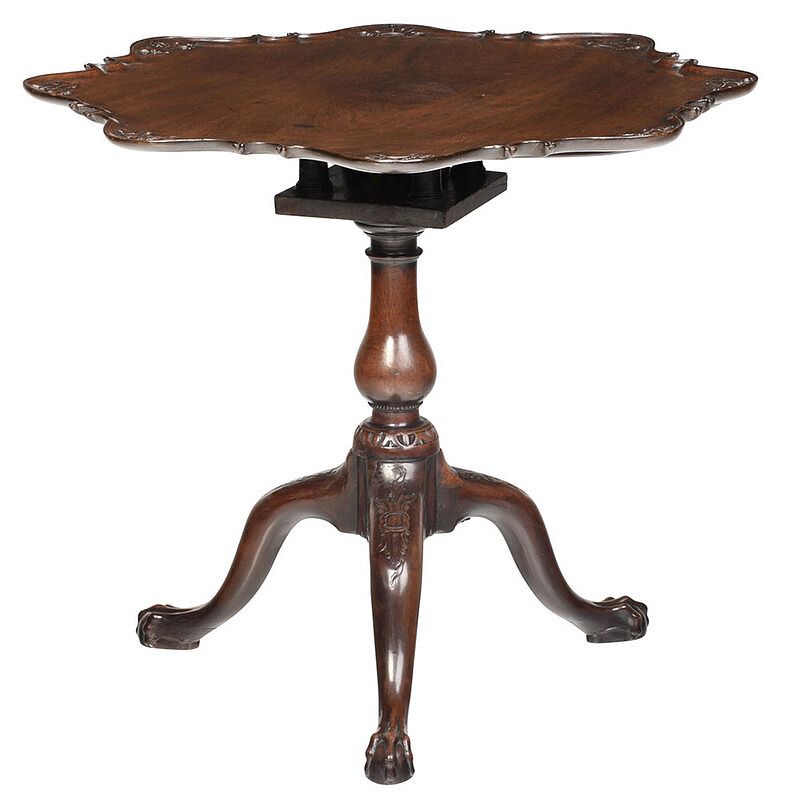 Appraisal: Chippendale Carved Mahogany Tilt Top Tea Table British th century