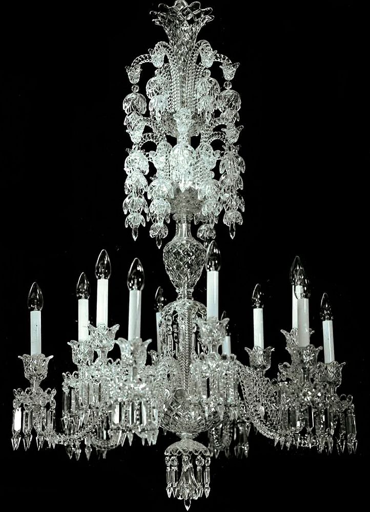 Appraisal: Baccarat Diamants Carres Signed Crystal Chandelier Baccarat signed Diamants Carres