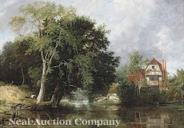 Appraisal: Frederick Richard Lee British - Cottage by the River oil