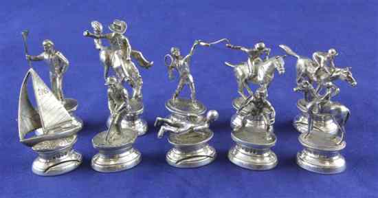 Appraisal: Ten modern silver menu holders modelled as figures in various