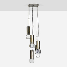 Appraisal: Modern CHANDELIER c chrome-plated aluminum and brass acrylic h dia