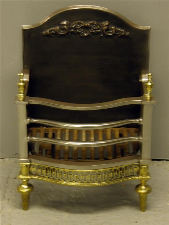 Appraisal: Brass and plated metal fire basket h w d in