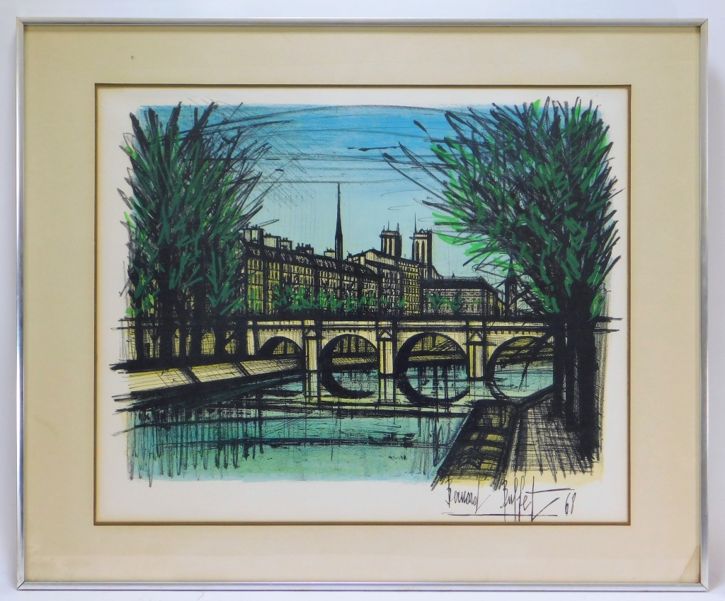 Appraisal: PC BERNARD BUFFET FRENCH LANDSCAPE LITHOGRAPH France - Includes three