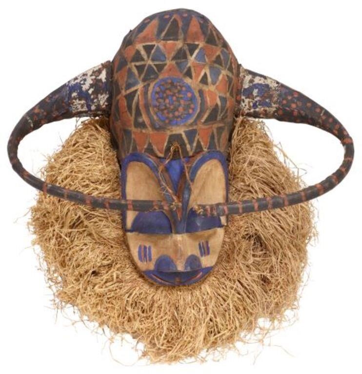 Appraisal: African Tribal carved wood and fabric mask the Yaka peoples