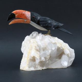 Appraisal: Attributed to Eberhardt Bank German th century Carved Gemstone Toucan