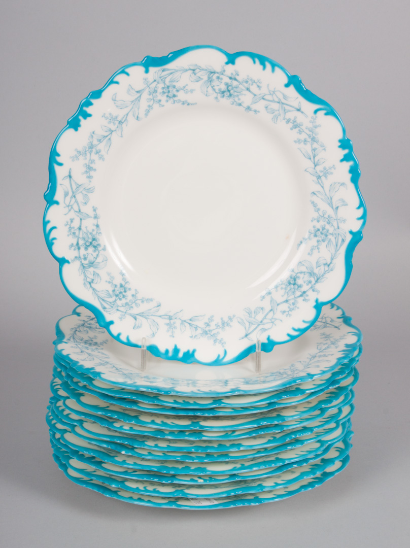 Appraisal: Cauldon china luncheon plates scalloped edge with blue floral decoration