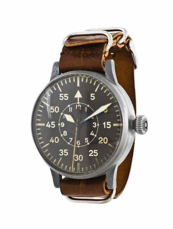 Appraisal: A Base Metal WWII Pilot's Bombardier Wristwatch Laco mm case