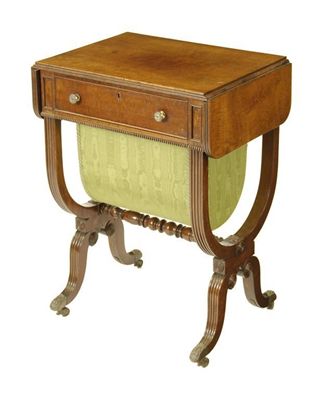 Appraisal: A Regency mahogany work table the reeded edge drop-leaf top