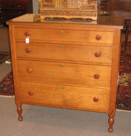 Appraisal: AMERICAN TH CENTURY CHERRY CHEST OF DRAWERS Rectangular top over