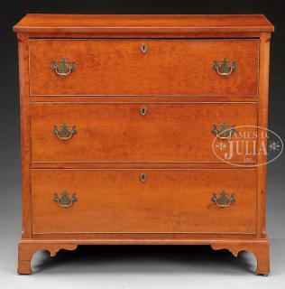 Appraisal: FEDERAL CHERRY THREE DRAWER CHEST OF DRAWERS ON BRACKET BASE