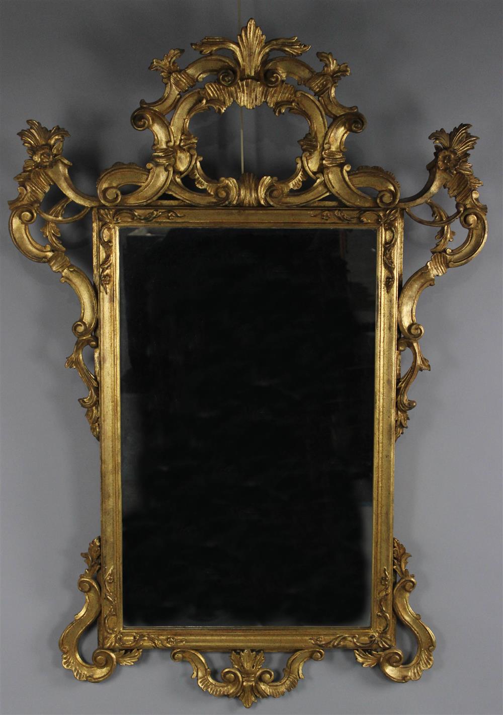 Appraisal: GEORGE III STYLE GILTWOOD MIRROR BEARING LABEL MADE IN ITALY