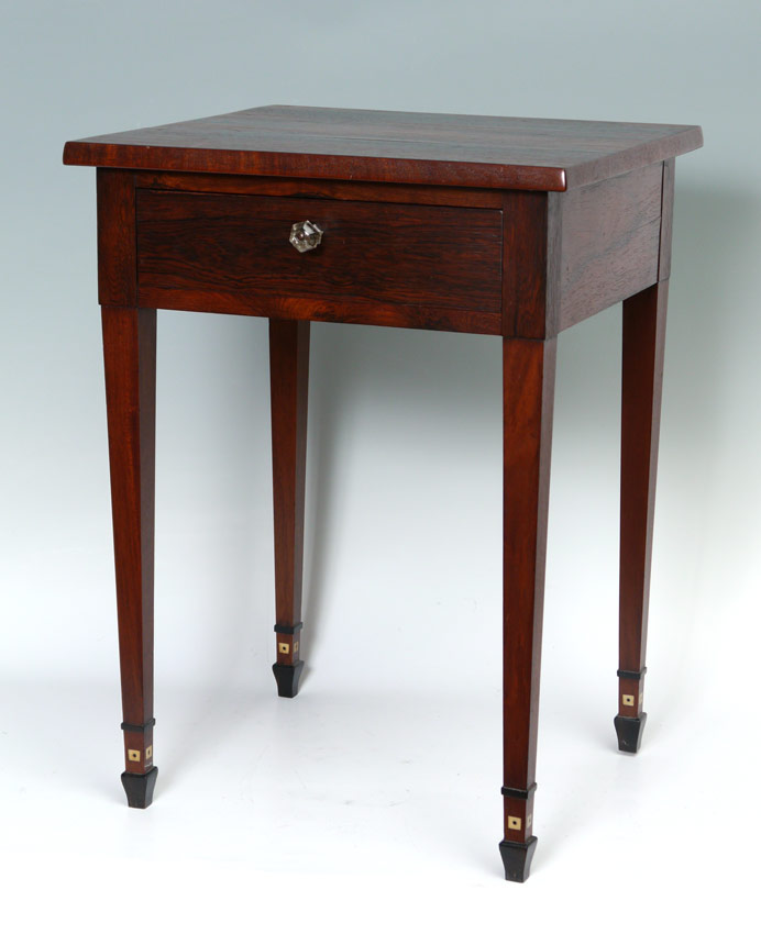 Appraisal: LATE TH CENTURY ROSEWOOD SINGLE DRAWER STAND Single drawer tapered