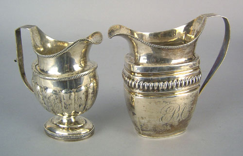 Appraisal: Two Philadelphia silver creamers ca bearing the touch of Joseph