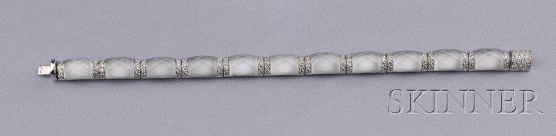 Appraisal: kt White Gold Rock Crystal and Diamond Bracelet composed of