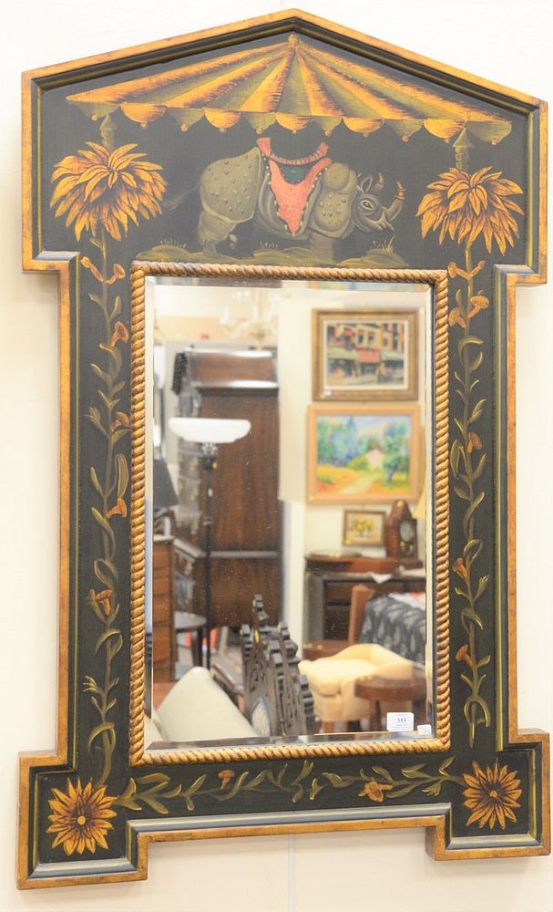 Appraisal: Bob Christian for Guild Master decorative mirror with saddled rhinoceros