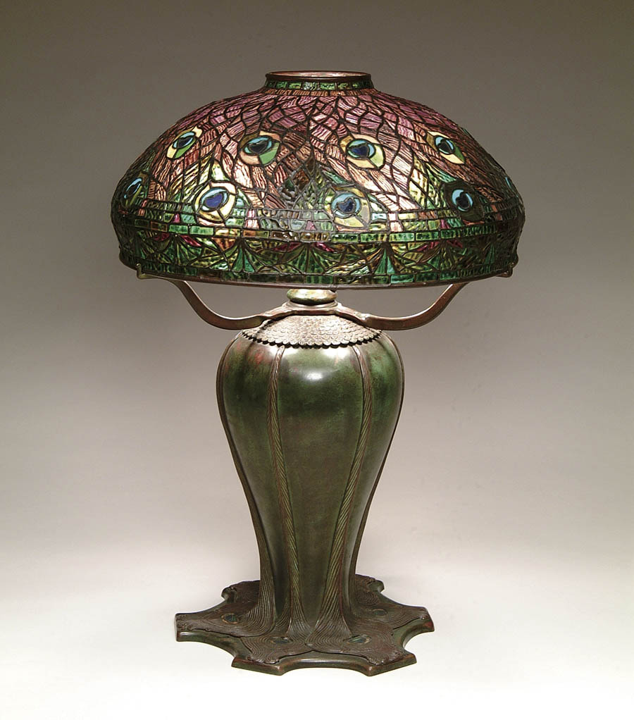 Appraisal: TIFFANY PEACOCK LAMP Outstanding example of the large Tiffany peacock