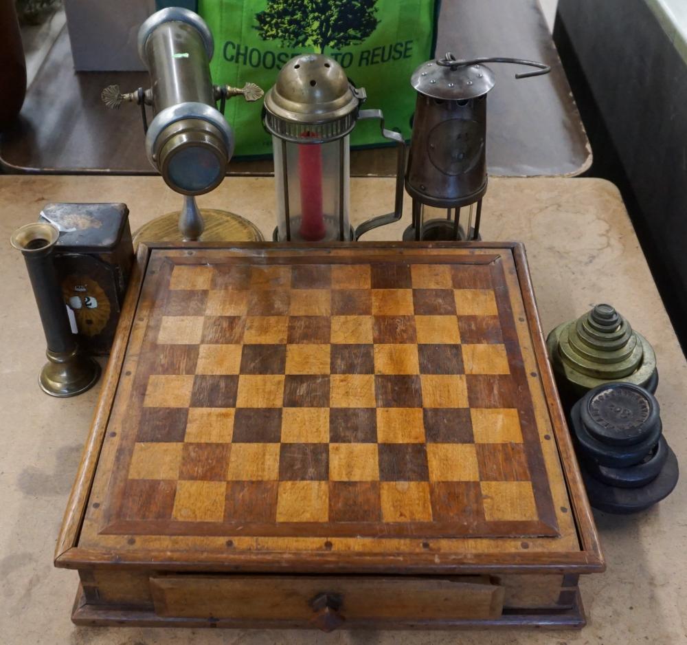 Appraisal: American th Century Gameboard and Assorted Antique Objects