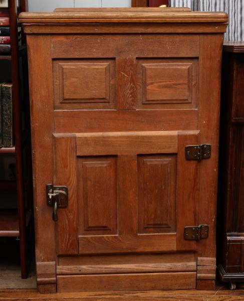 Appraisal: A SMALL SIZE ASH OR OAK ICE BOX WITH DROP