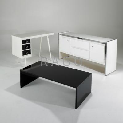 Appraisal: AMERICAN MODERN Three pieces cabinet desk and coffee table Lacquered