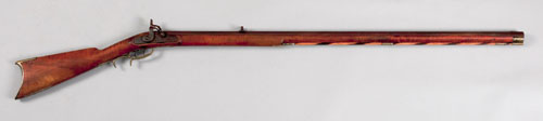 Appraisal: Pennsylvania percussion rifle with tiger maple stock approx caliber with