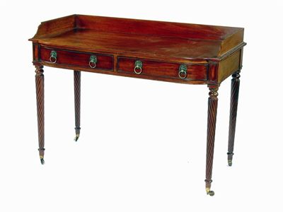 Appraisal: A th century mahogany barrel front washstand the three quarter