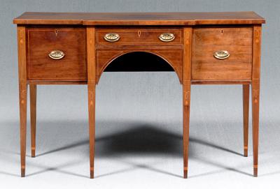 Appraisal: Federal style mahogany sideboard line and bellflower inlays finely dovetailed