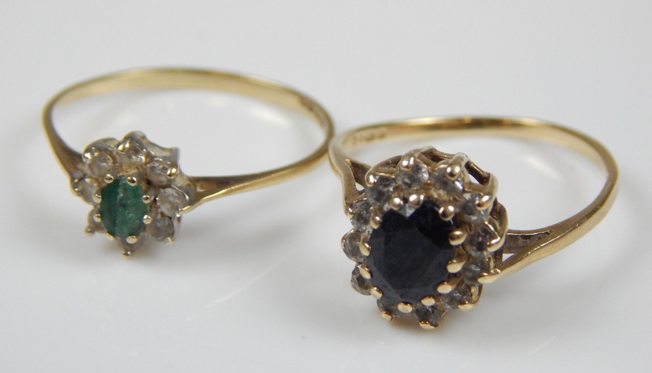 Appraisal: Two ct gold dress rings each stone set in floral