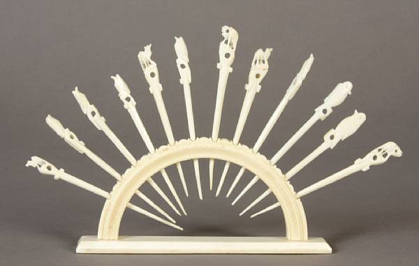 Appraisal: An ivory set of cocktail sticks Indian height in