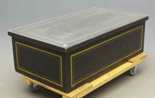 Appraisal: th c blanket box with pin stripes '' W ''