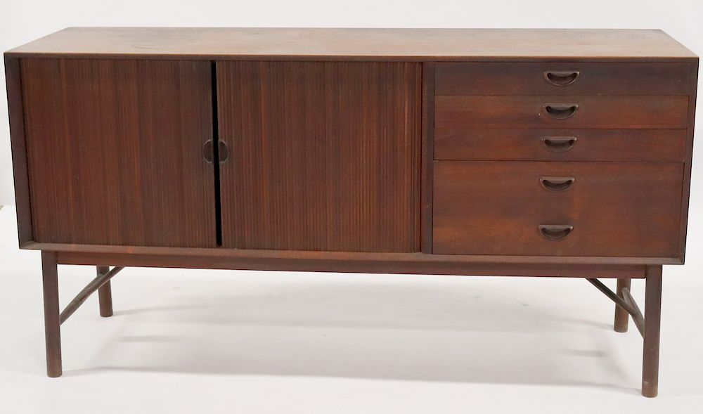 Appraisal: Peter Hvidt - Danish Teak Tambour Door Credenza From a