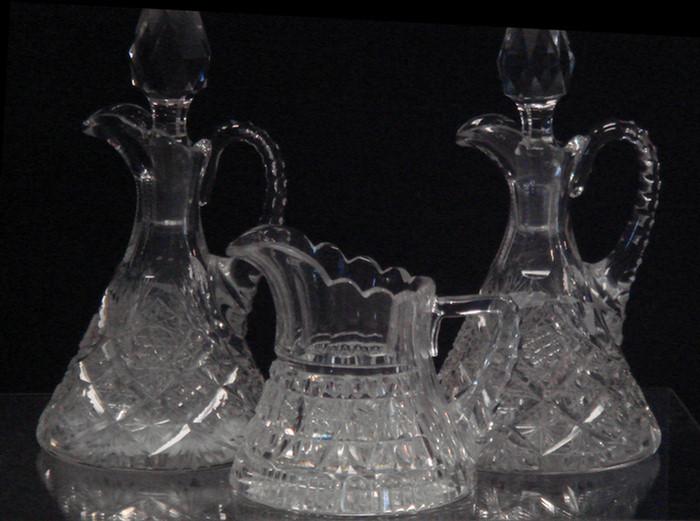 Appraisal: Pr Hawkes American brilliant cut glass cruets double signed with