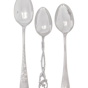 Appraisal: A Group of Thirty-Two English Silver Teaspoons in three fitted