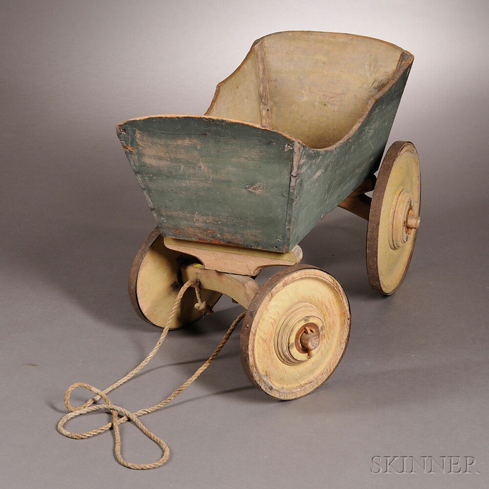 Appraisal: Yellow- and Blue-painted Pine and Oak Wagon mid- th century