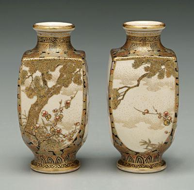 Appraisal: Pair Japanese Satsuma vases quadrilateral polychrome and gilt patterned rondels