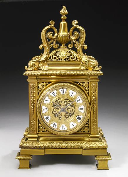 Appraisal: A Louis XIV style cast brass mantel clock late th