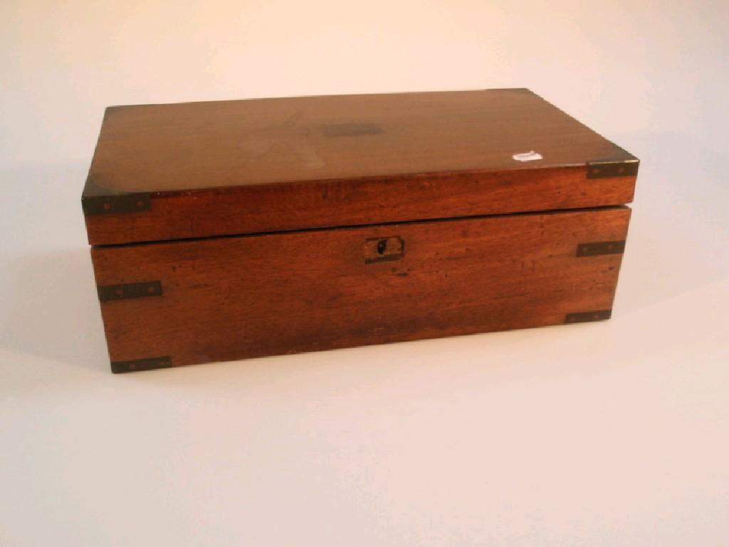 Appraisal: A early thC mahogany duet campaign writing box